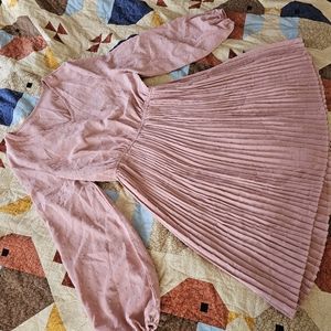 Solid Swiss Dot A-line Dress  dusty pink